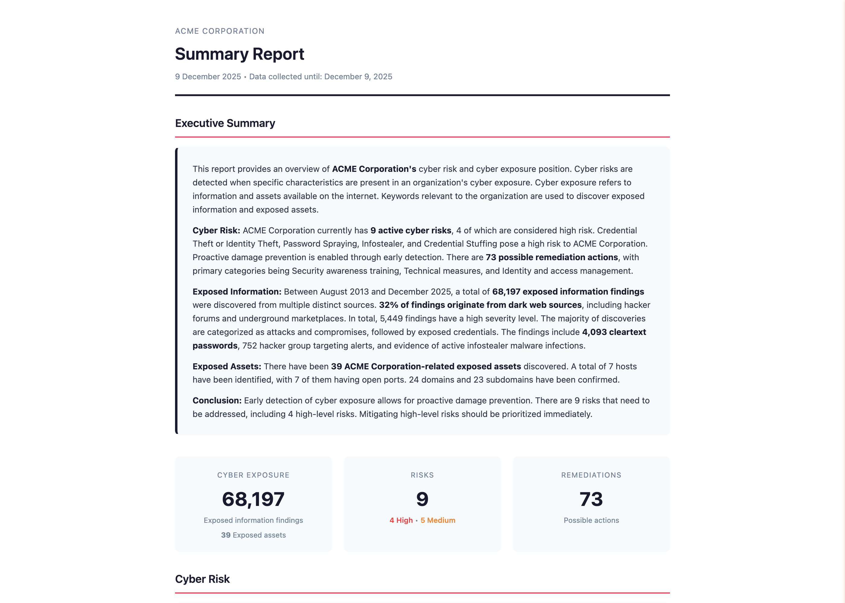 Executive Summary and Key Metrics